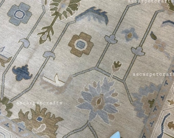 Muted Gray-Beige Neutral Area Rug, Traditional Antique Style Turkish Carpet.