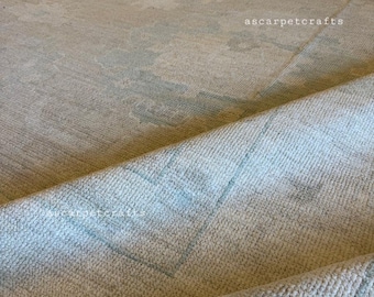 Warmer Grauer Oushak Wollteppich - Gedämpftes Beige & Weicher Salbei Traditioneller Vintage-inspirierter Teppich, Großer Handgeknüpfter Look Heller Neutraler Lounge-Teppich.
