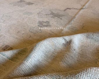Muted Sage Green Oushak Teppich - Creme & Soft Teal Traditioneller Vintage-inspirierter Teppich, großer handgeknüpfter Look zentraler Medaillon-Teppich