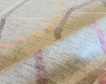 Moderner Geometrischer Ogee Wollteppich, Pastell Regenbogen Wellenmuster, Neutral Beige Strukturierter Teppich für Wohnzimmer, Schlafzimmer, Kinderzimmer, Kinderzimmer