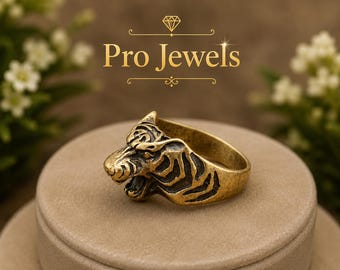 Löwenkopfring, Messing-Löwenring, Wikingerring, Mittelalterschmuck, Kriegerring, Statement-Ring mit Tiermotiv, Gothic-Schmuck, Geschenk für ihn