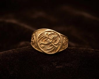 Vintage-Drachenring, chinesischer Drachenring, Statement-Ring in Goldoptik, Schmuck aus der asiatischen Mythologie, Unisex-Geschenk