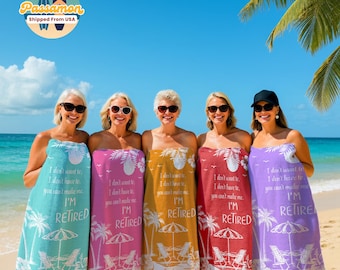 Personalized Retirement Beach Towel,Retired And Relaxed,Retirement Party,Gift For Retiree,Family Holiday Trip,Summer Essential Vacation