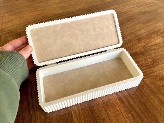 Fluted Storage Box with Faux Leather Lining