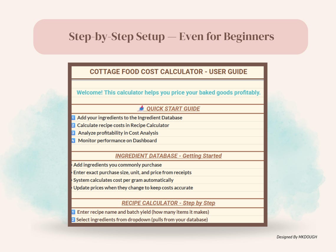 Home Baker or Pricing Calculator - Recipe Cost Spreadsheet for Google ...