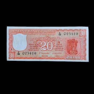 Indien vintage 20 Rupie sehr altes Design UNC.