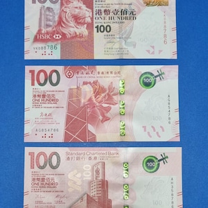 786 ending different designs Hong Kong 100 dollars bills.