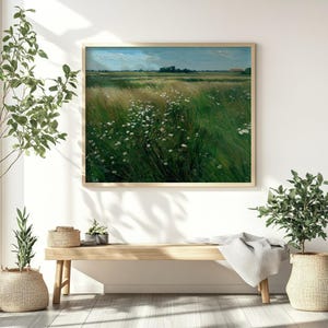Wildflower Meadow Oil Painting – Impressionist Landscape Wall Art, Nature-Inspired Home Decor