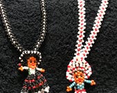 Boho Hand Beaded Kachina Doll Necklaces