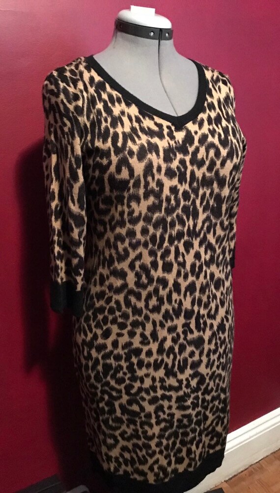 Leopard Sweater Knit Retro Dress, Rockabilly Leop… - image 5