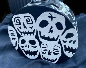 Desperately Seeking Susan inspired Skull Painted Suitcase Purse