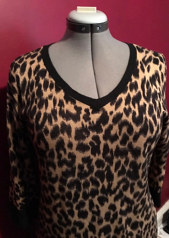 Leopard Sweater Knit Retro Dress, Rockabilly Leop… - image 2