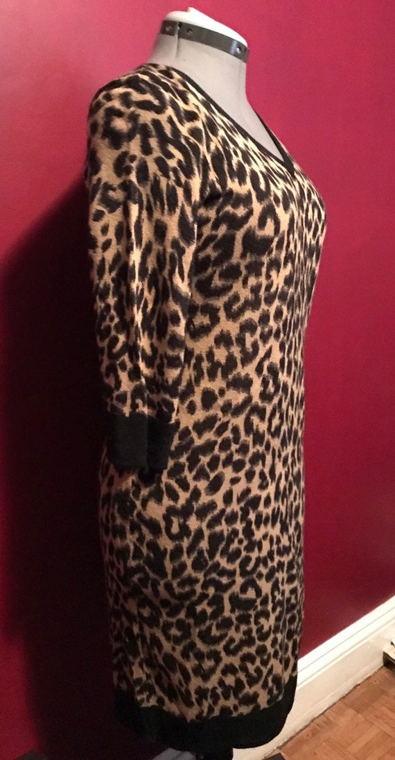 Leopard Sweater Knit Retro Dress, Rockabilly Leop… - image 4