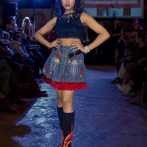 Photo showing Fireball Flame Boots worn on the runway at Hamilton Fashion Week 2026 by model lifeofnathalia (Instagram). Photo by VBR_Films (Instagram)