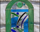 Stained Glass Panel, Stained Glass Sun Catcher, Stained Glass Art, Abstract Design, Abstract Art, 8 quot x 12 quot , Stained Glass Suncatcher,AB146
