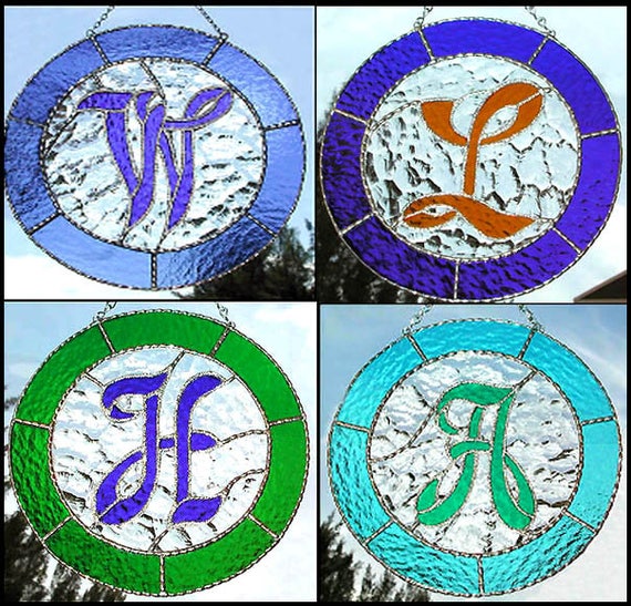 Monogram Stained Glass Suncatcher Design Stained Glass Etsy