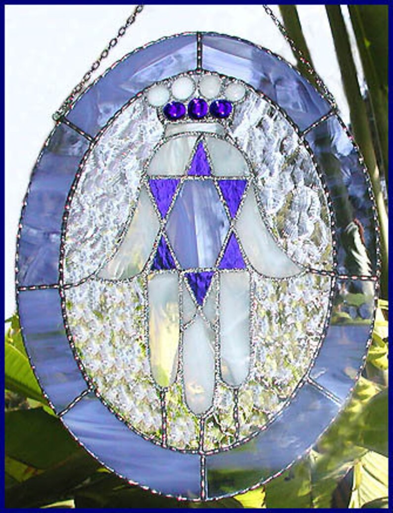 STAINED GLASS SUNCATCHER Jewish Hamsa Design Jewish Gift Etsy
