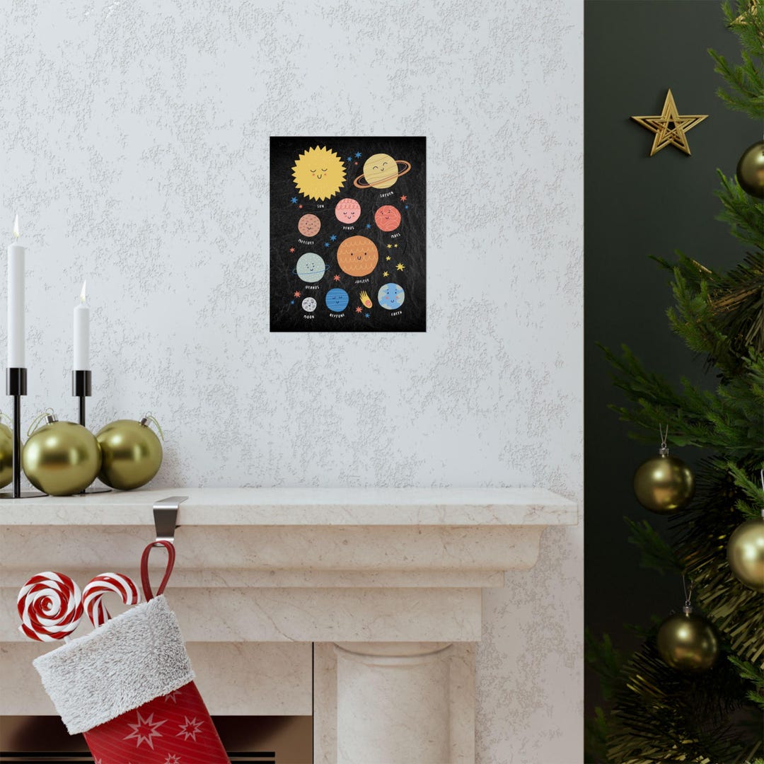 Solar System Nursery Art , Cute Planet Poster for Kids , Space ...