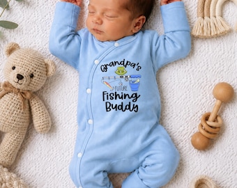 Grandpa's Fishing Buddy Bodysuit, Fisherman Newborn Outfit, Baby Shower Gift