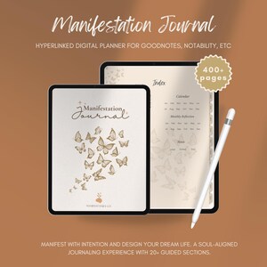 Manifestation Journal, GoodNotes Digital Hyperlinked Journal, Daily Manifesting Planner, Law of Attraction PDF Workbook, Vision Board