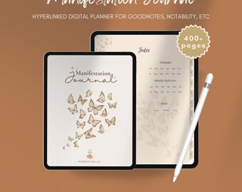 Manifestation Journal, GoodNotes Digital Hyperlinked Journal, Daily Manifesting Planner, Law of Attraction PDF Workbook, Vision Board