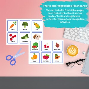 Flashcards Fruits et Légumes Imprimable | Cartes d'apprentissage pour enfants | Cartes éducatives sur les aliments