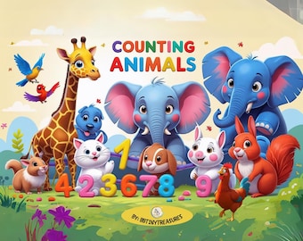 Tiere zählen 1-10 mit Fun Facts | Kinder druckbares Lernbuch
