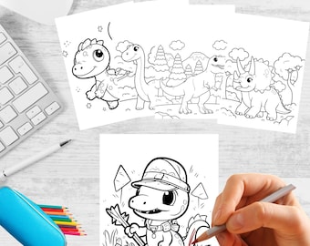 Set of 20 Dinosaur Coloring Pages for Kids | Printable Dino Activity ...