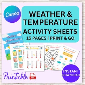 Temperature Matching Activity Weather & Temperature Activity Printable | 15-page Color PDF + Editable ...