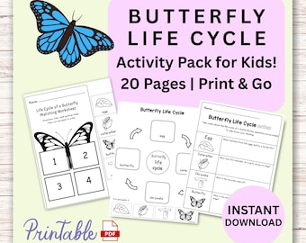 Schmetterling Lebenszyklus Aktivitätspaket | Noten 1-4, Ausschneiden & Einfügen (PDF)