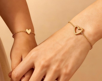 Pulsera madre-hija, pulsera a juego en forma de corazón, regalo para el Día de la Madre/San Valentín, joyería familiar, para mamá