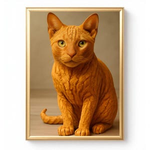 Digital Cat Wall Art - Collectible Orange Cat with Unique Textures - One-of-a-Kind Digital Artwork