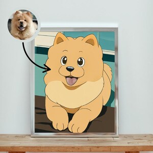 Retrato de mascota personalizable: adorable dibujo animado para decorar el hogar. Un regalo único para los amantes de las mascotas.