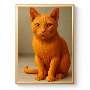 Orange Cat Wall Art Print: Unique Feline Skin Textures (Digital Download)