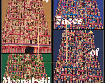 Meenakshi Temple Print | South Indian Gopuram Pop Art (Digital Download)