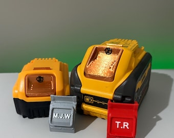 DeWalt Battery Button | Custom Tool Label | 60V Max / 54V FlexVolt | Embossed Name or Initials