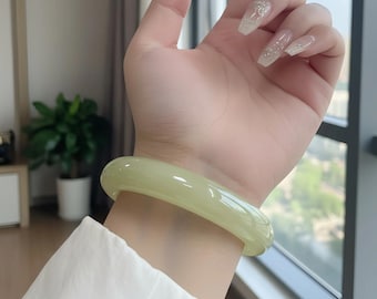 Natürlicher Jade Armreif • Handgefertigtes Jadeitstein-Armband