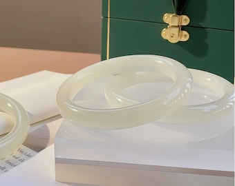 Natural Jade Bangle • Elegant Minimalist Bracelet for Women