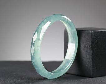 Faceted Jade Ring • Thin Jadeite Ring for Women • Natural Green Jade Band • Dainty Stone Ring • Minimalist Real Jade Jewelry • Stacking Ring