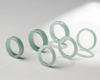 Dainty Natural Jade Ring • Thin Jadeite Stacking Band