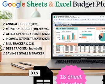Budget Planer für kleine Unternehmen, Excel und Google Sheets, monatliche, wöchentliche, Jahresblatt, Gehaltsabrechnung Umsatz, Zielverfolgung