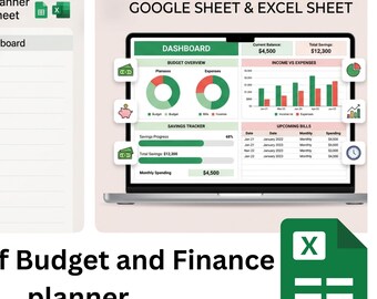 Haushaltsplaner | Budget Tracker, Google Sheets Excel | Jährliches, monatliches Budget, Ausgaben, Ersparnisse, Verschuldung und Rechnungen