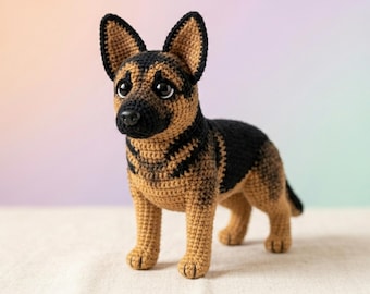Schäferhund Häkelanleitung PDF | Großer Amigurumi Hund Plüsch | Anfängerfreundliches Kuscheltier-Tutorial