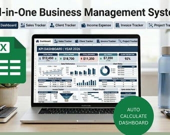 Business Tracker Tabelle, Verkaufs-Tracker, Kunden- und Auftrags-Tracker, KPI Income Expense Tracker, digitaler Planer, Rechnungs-Tracker-System