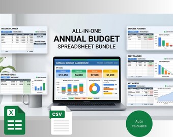 Einfache Haushalts-Bilanz für Geschäft,Zuhause, Excel Monatliches Budget, Jahresbudget,Finance Tracker | "Einkommen, Ausgaben, Net Income Dashboard