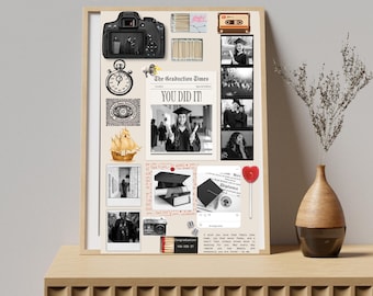 Graduierung Streichholzbrief Vorlage | Bearbeitbare Canva Fotocollage Andenken | Klasse von 2026 Zeitung Style Senior Memory Buch | Sofort Download