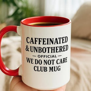 Mok cafeïnevrij en zonder problemen, grappig: het kan ons niet schelen clubkoffiekop, cadeau voor koffieliefhebbers, WDNC-mok, WDNC, menopauze, perimenopauze