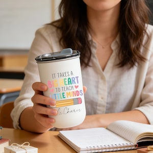 Personalized Teacher Coffee Tumbler, Stainless Steel Insulated Cup, Teachers Work Cup