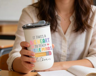 Personalized Teacher Coffee Tumbler, Stainless Steel Insulated Cup, End of School Gift