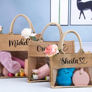 Personalized Bridesmaid Bag,Beach Burlap Tote Bag,Gift Tote Bags,Bridesmaid Proposal Bags,Bridal Shower Bag,Wedding Favors Gift Bag